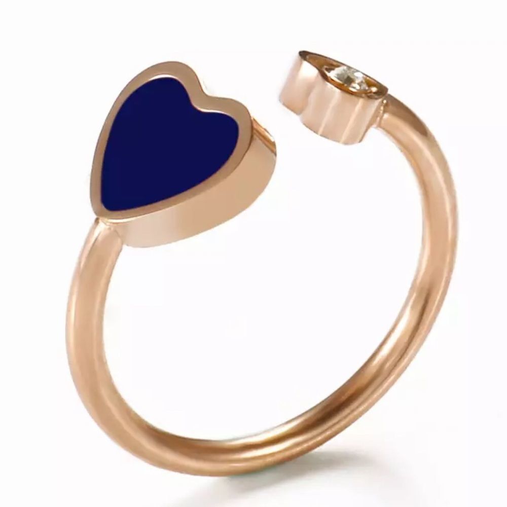 💎238💎 Ch*pard Blue Happy Hearts Rose Gold Ring‎